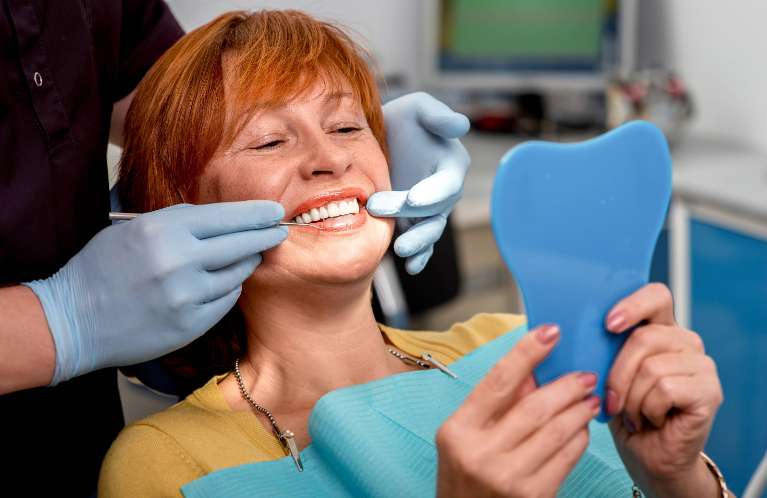 woman sitting in a dental chair