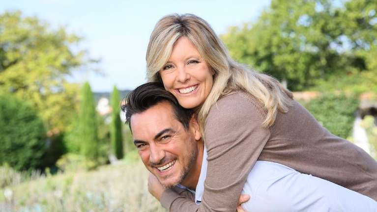 couple smiling in